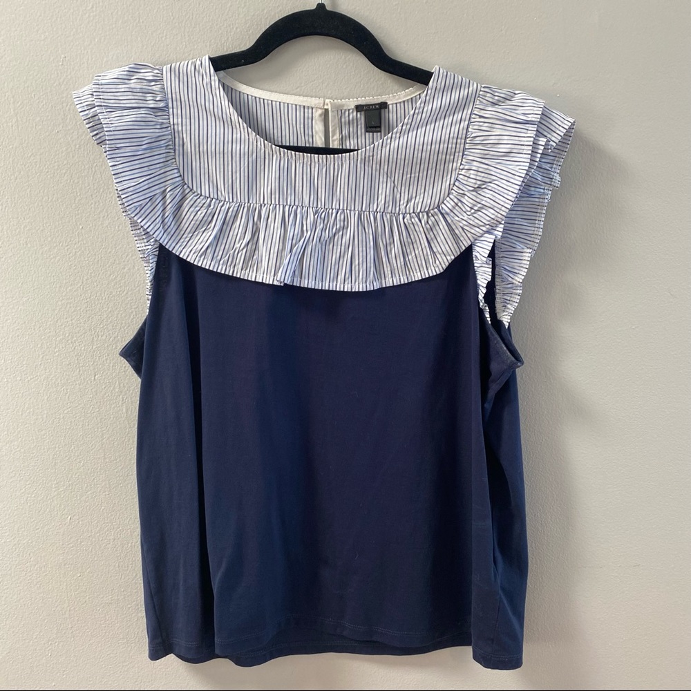 NAVY SEERSUCKER JCREW BLOUSE